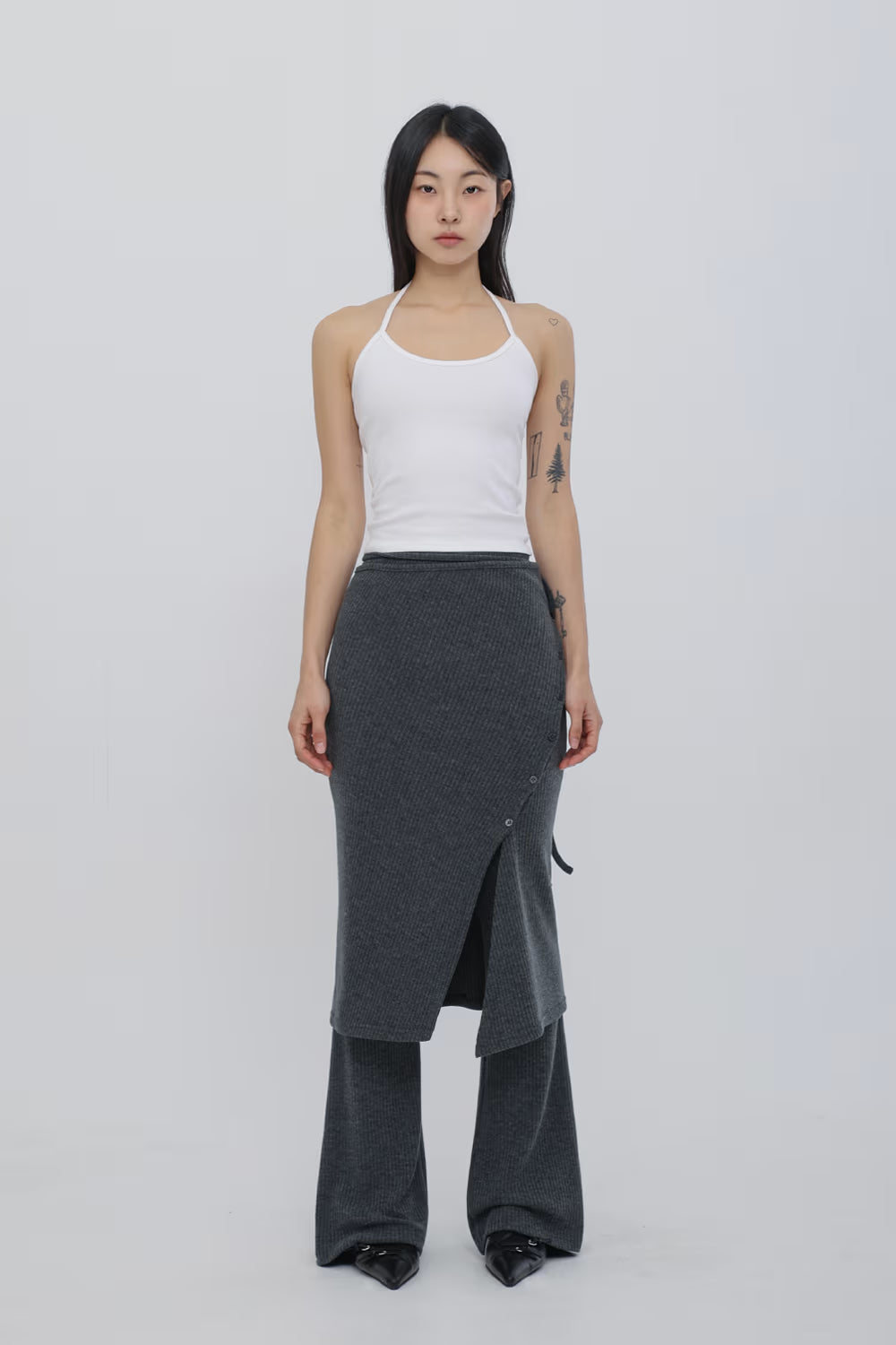 Thread Knitted Half Body Set - Skirt/Pants Set