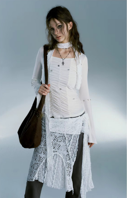 Patterned Lace Skirt - Skirt